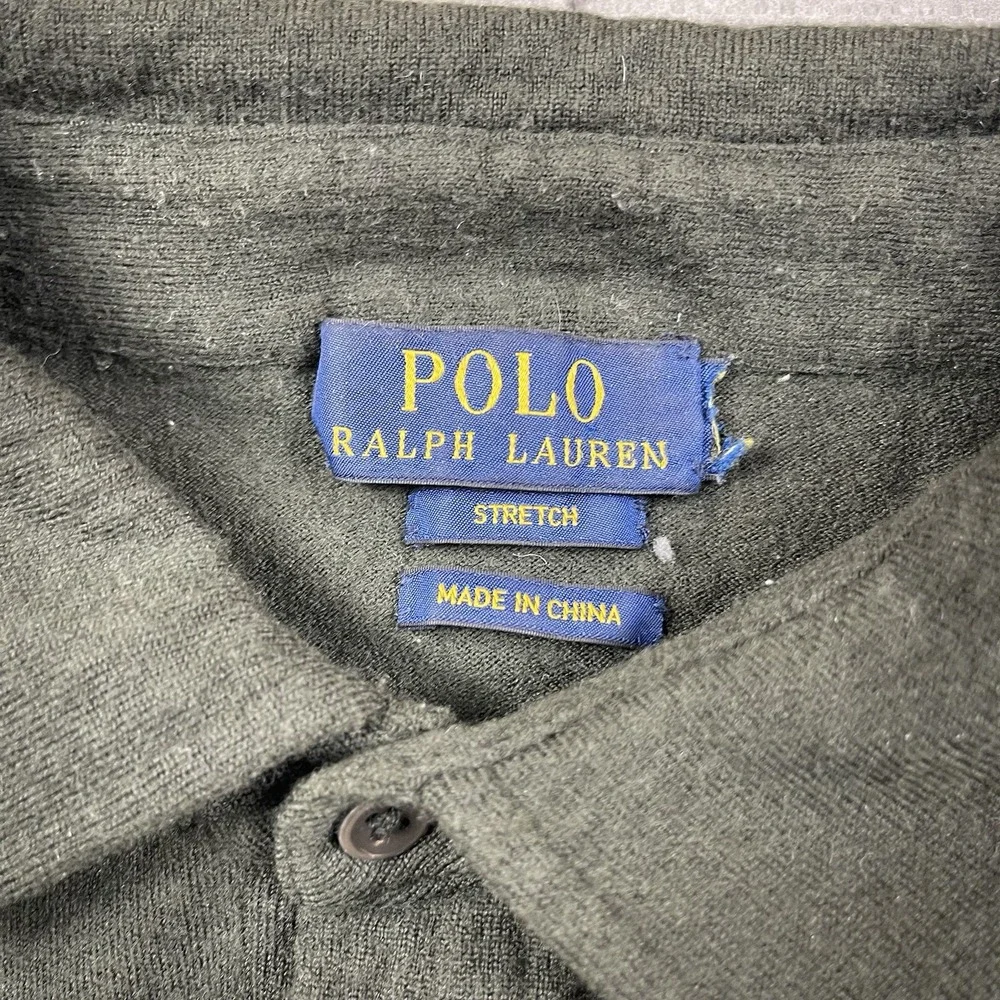 Polo Ralph Lauren Sweater‎ Mens Large* Wool Green Collared Preppy Button Up